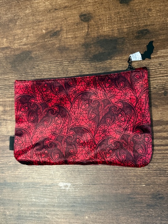 ipsy Handbags - ipsy Red and Black Lace Bat Pattern Mini Pouch